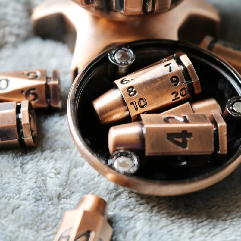 Revolver's Gambit Unique Metal DnD Dice Chamber - Revolver dice set bullet