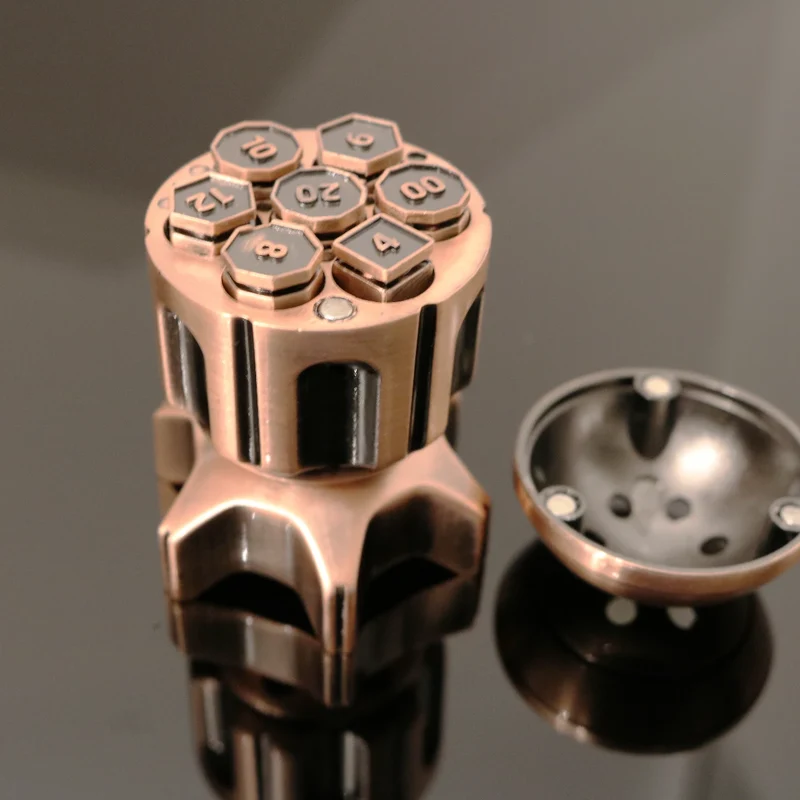 Revolver's Gambit Unique Metal DnD Dice Chamber - Revolver dice set bullet