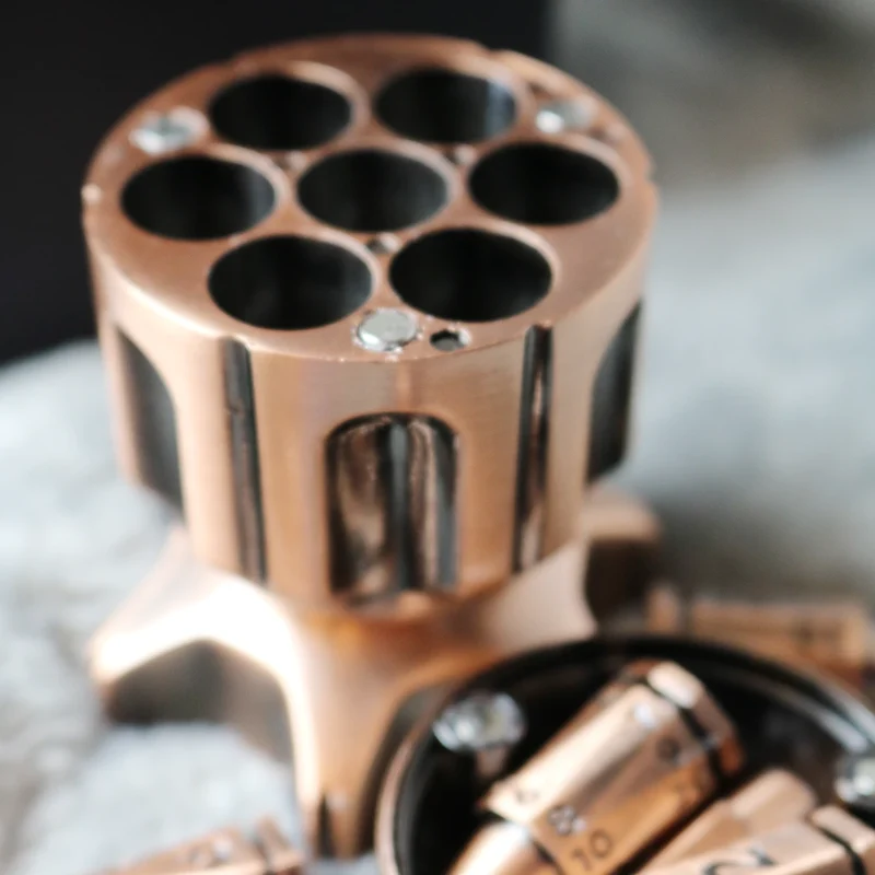 Revolver's Gambit Unique Metal DnD Dice Chamber - Revolver dice set bullet