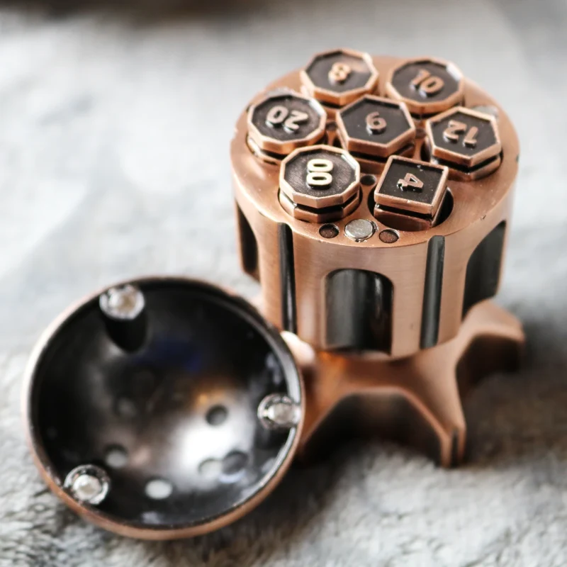 Revolver's Gambit Unique Metal DnD Dice Chamber - Revolver dice set bullet