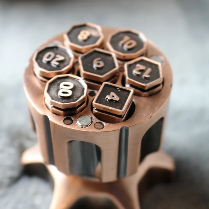Revolver's Gambit Unique Metal DnD Dice Chamber - Revolver dice set bullet
