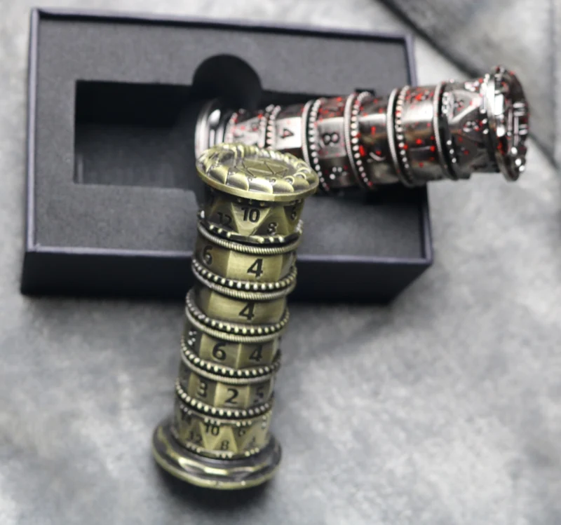 Jingubang Dice Rune Tower DnD Dice Set Da Vinci Lock D&D Metal Dice 6-in-1 - Unique Dice