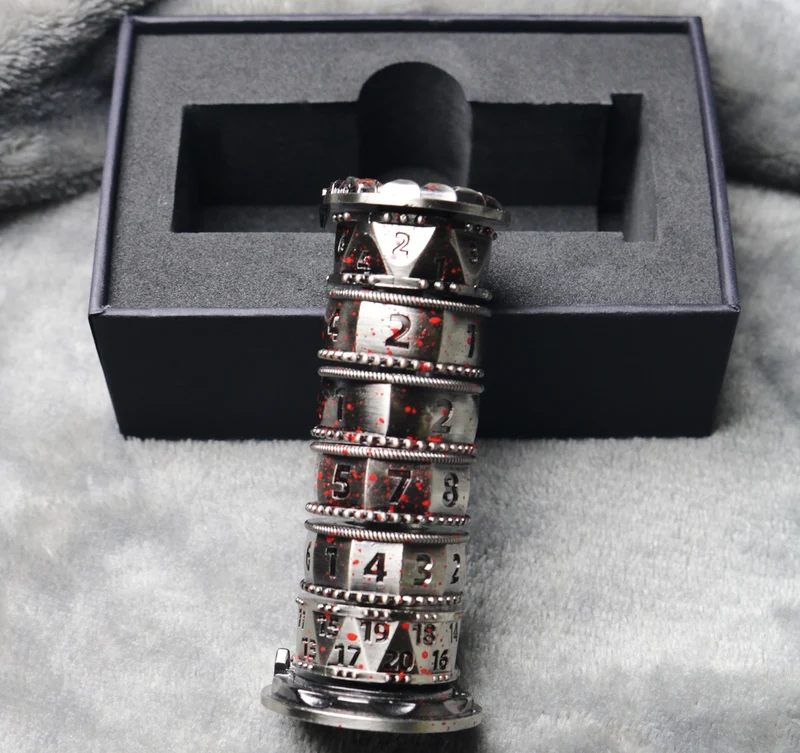 Jingubang Dice Rune Tower DnD Dice Set Da Vinci Lock D&D Metal Dice 6-in-1 - Unique Dice