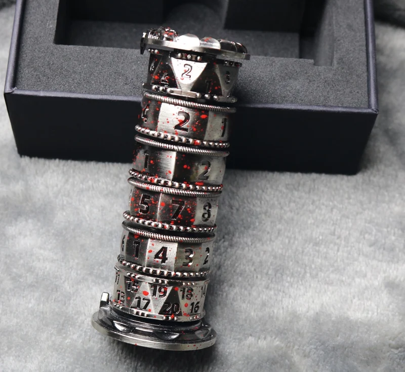 Jingubang Dice Rune Tower DnD Dice Set Da Vinci Lock D&D Metal Dice 6-in-1 - Unique Dice