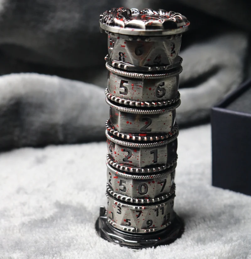 Jingubang Dice Rune Tower DnD Dice Set Da Vinci Lock D&D Metal Dice 6-in-1 - Unique Dice