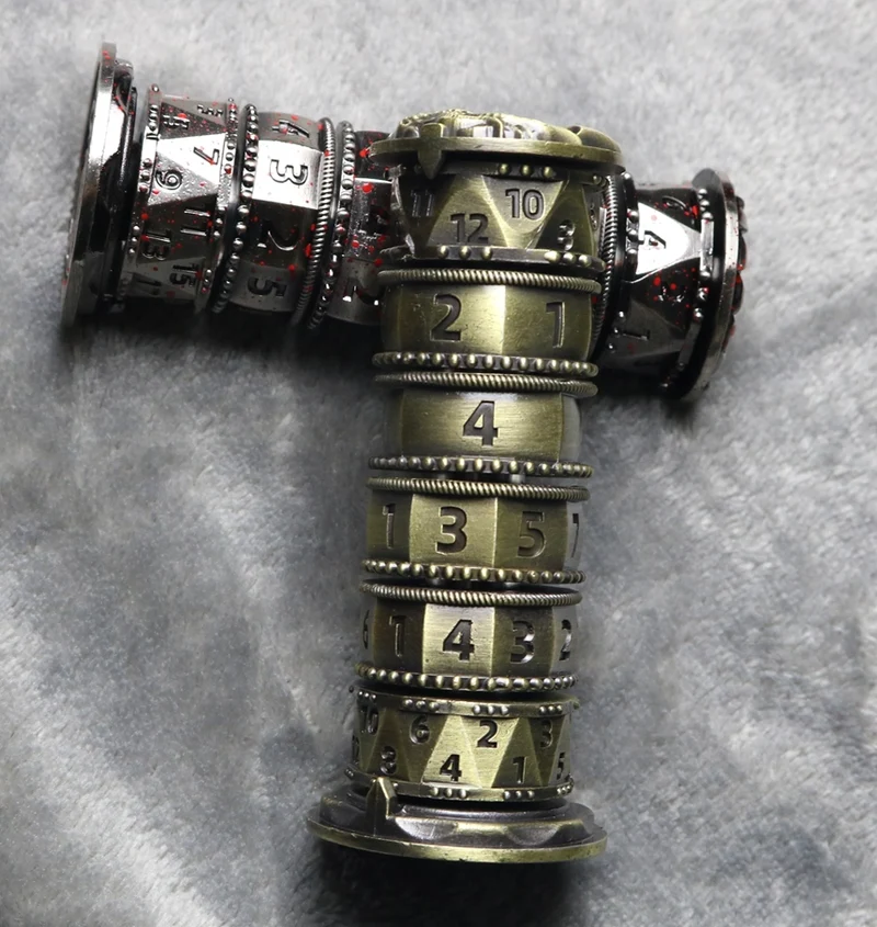 Jingubang Dice Rune Tower DnD Dice Set Da Vinci Lock D&D Metal Dice 6-in-1 - Unique Dice