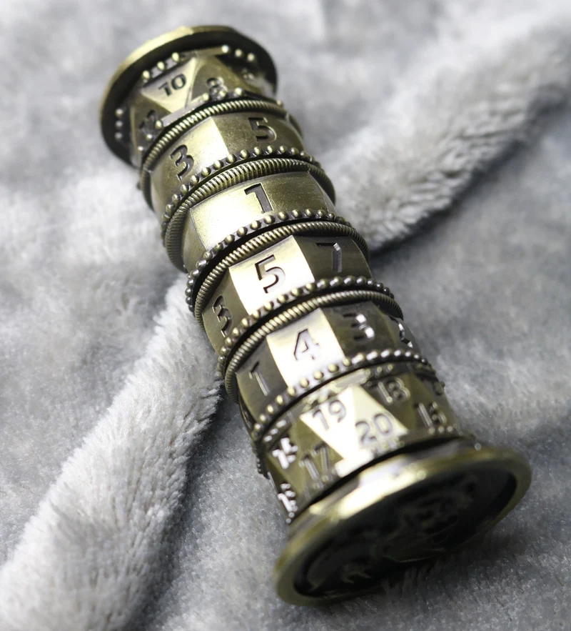 Jingubang Dice Rune Tower DnD Dice Set Da Vinci Lock D&D Metal Dice 6-in-1 - Unique Dice