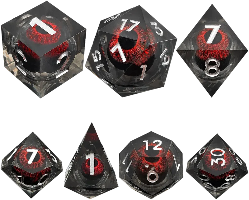 Scarlet Inferno Dragon's Eye Sharp-Edged Resin Dragon Eye Dice