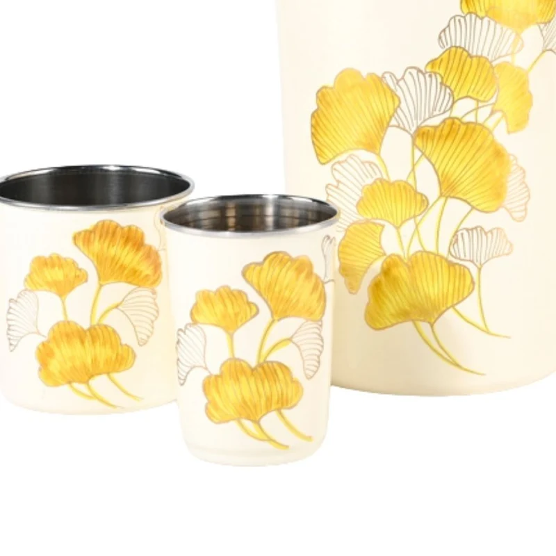 Vaso Gingko Acero Inoxidable. India
