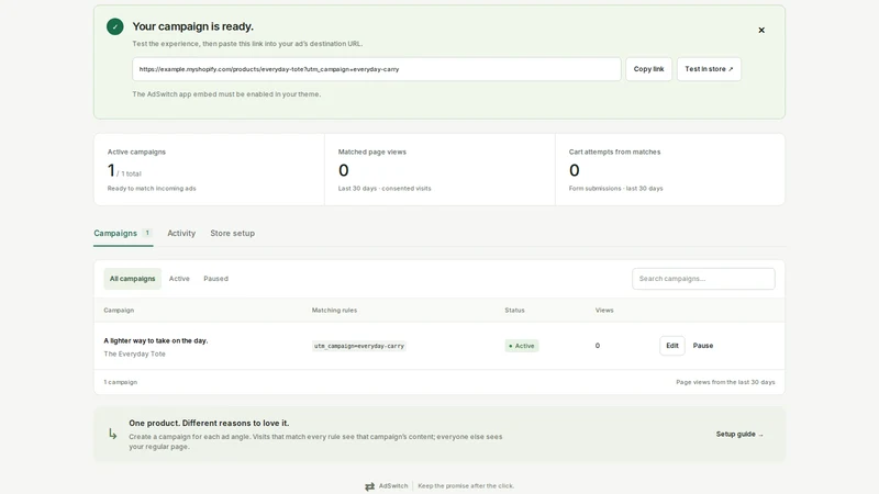 AdSwitch: Ad‑Matched Pages