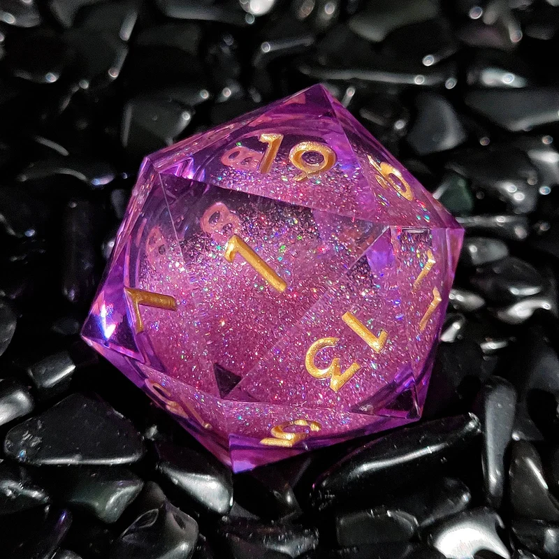 Celestial Enchanted Stardust Liquid Core Sharp-Edged Resin D20 Dice