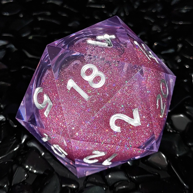 Celestial Enchanted Stardust Liquid Core Sharp-Edged Resin D20 Dice