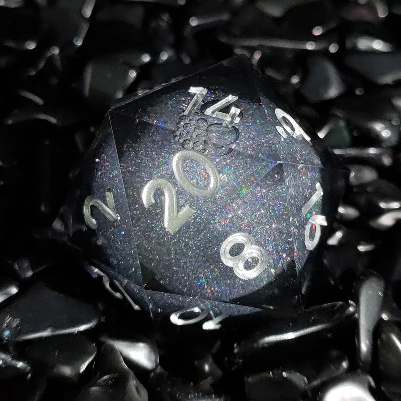 Celestial Sands Liquid Core Sharp-Edged Resin D20 Dice