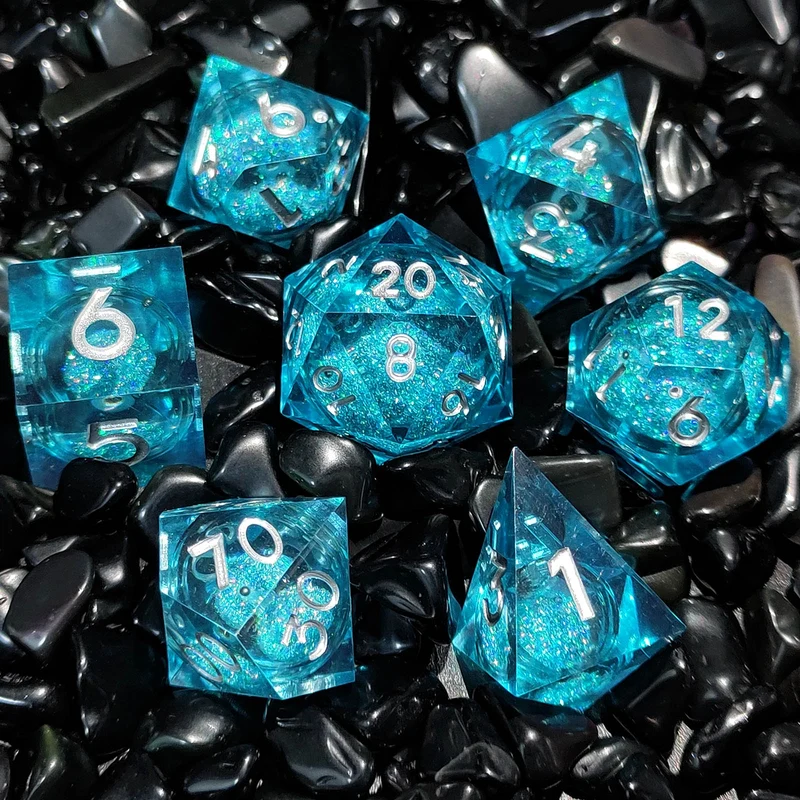 Azure Sands Liquid Core Sharp-Edged Resin Dice