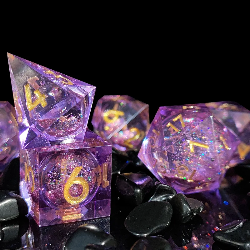 Enchanted Sands Liquid Core Sharp-Edged Resin Dice