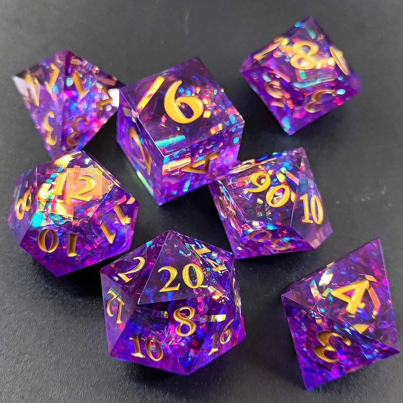 Emerald Enigma Sharp-Edged Resin Dice Set