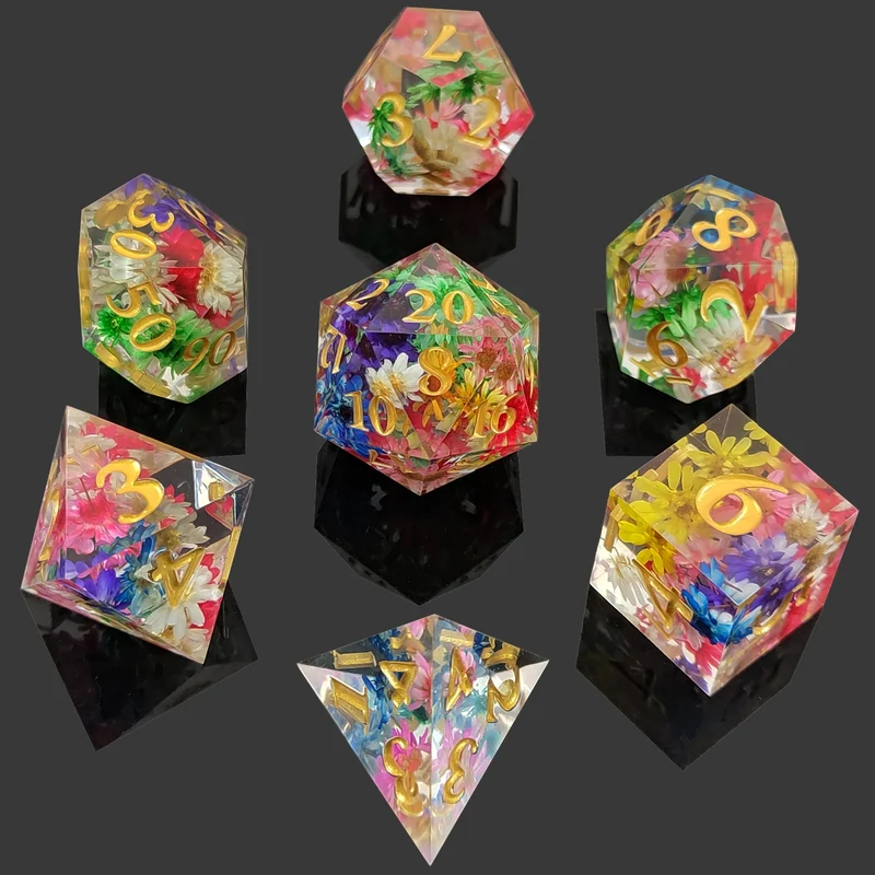 Enchanted Blossom DnD Dice Set - Colorful