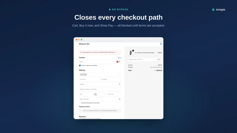 Airtight: Terms Checkbox