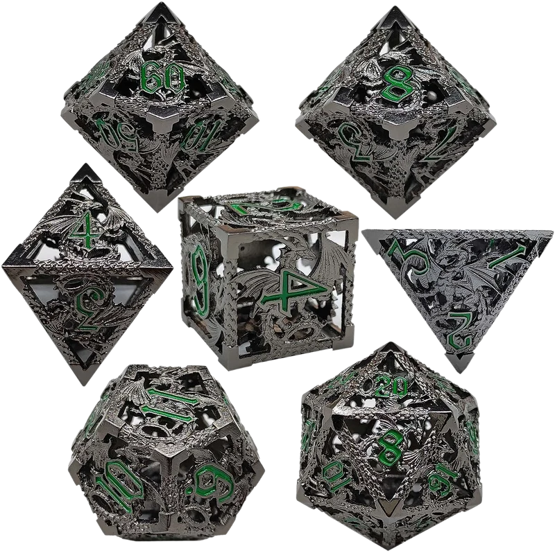 Onyx Serpent Hollow Metal DND Dice Set - Black