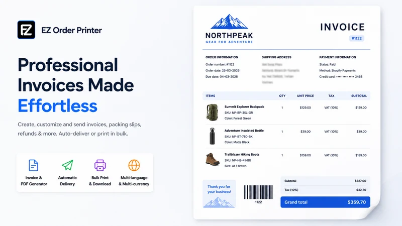 EZ Order Printer ‑ PDF Invoice