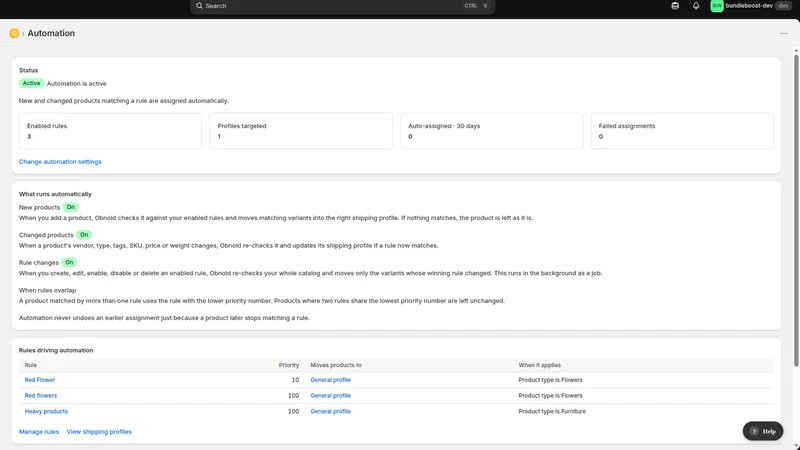 Obnold Shipping Profiles