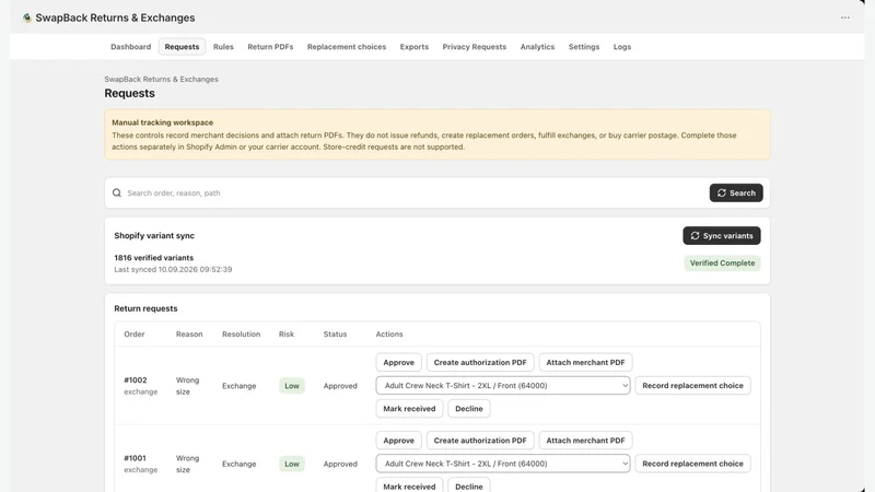 SwapBack Returns & Exchanges
