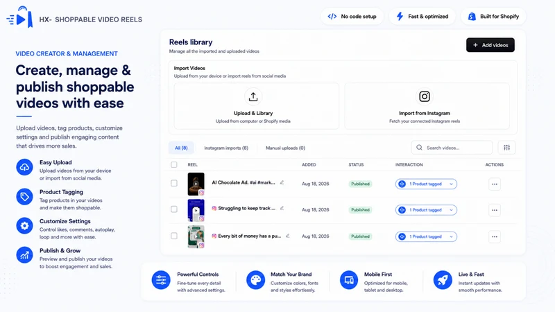 HX Shoppable Video & Reels