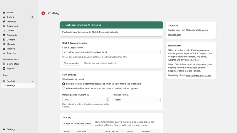 Postbag: Click & Drop Sync