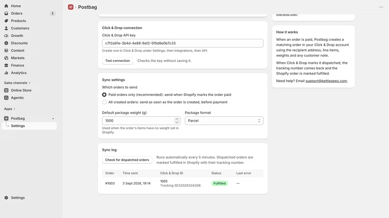 Postbag: Click & Drop Sync