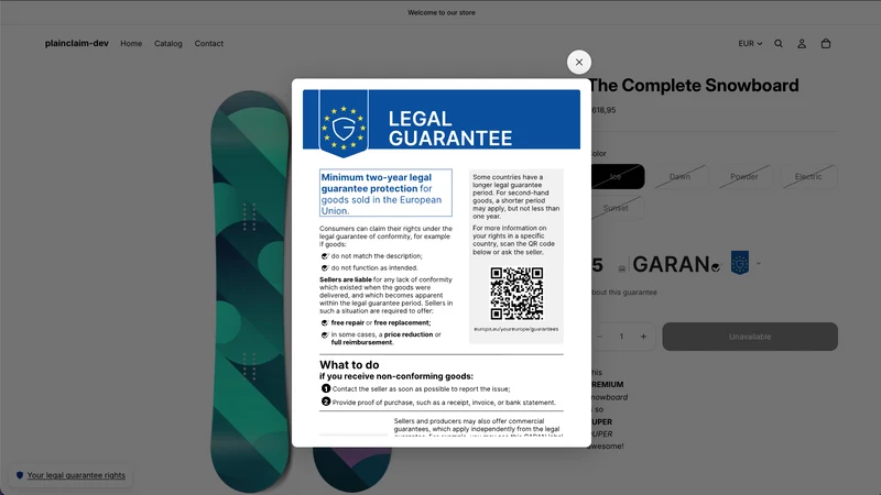 PlainClaim ‑ EU Warranty GARAN