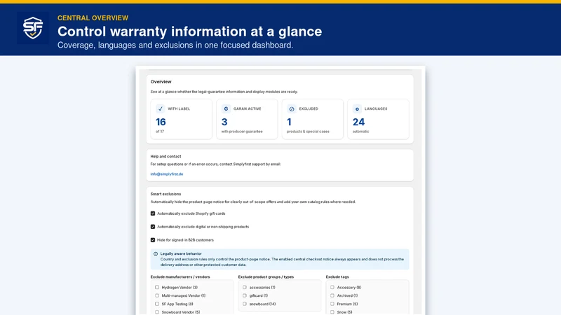 Simplyfirst: EU Warranty/GARAN