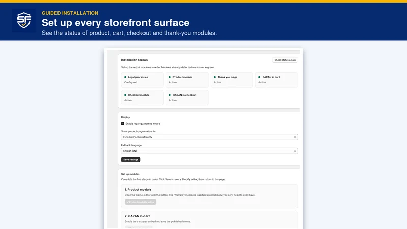 Simplyfirst: EU Warranty/GARAN