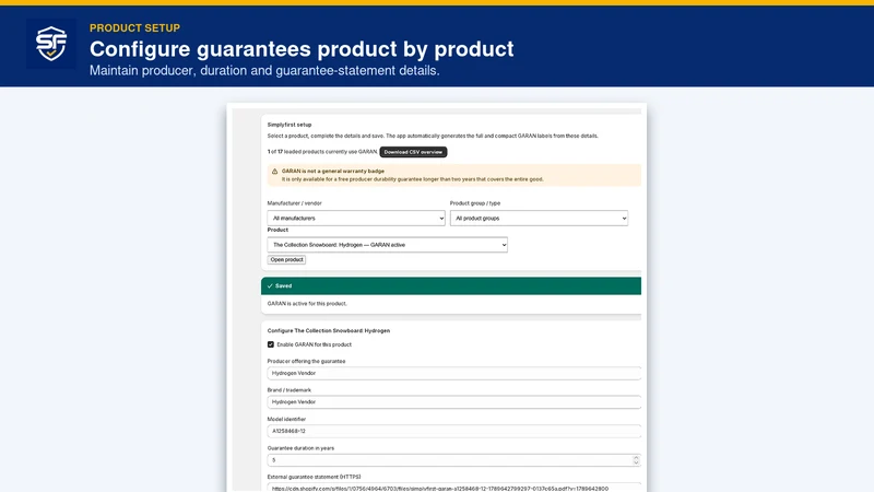 Simplyfirst: EU Warranty/GARAN