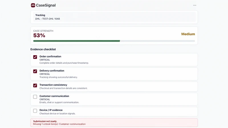 CaseSignal Chargeback Evidence