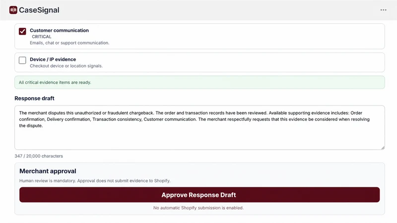 CaseSignal Chargeback Evidence