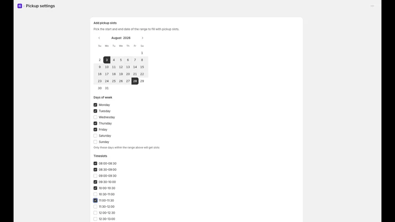 Pickup Scheduler ‑ InSite