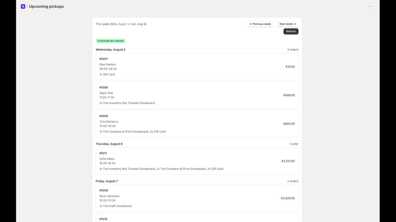 Pickup Scheduler ‑ InSite