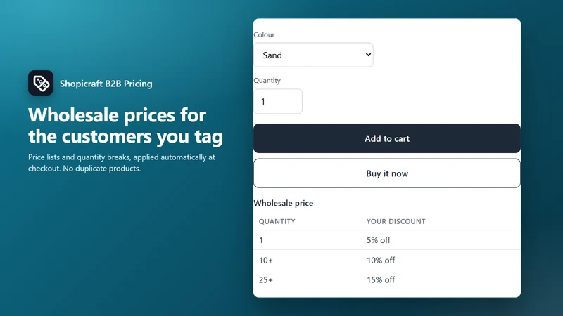 Shopicraft B2B Pricing