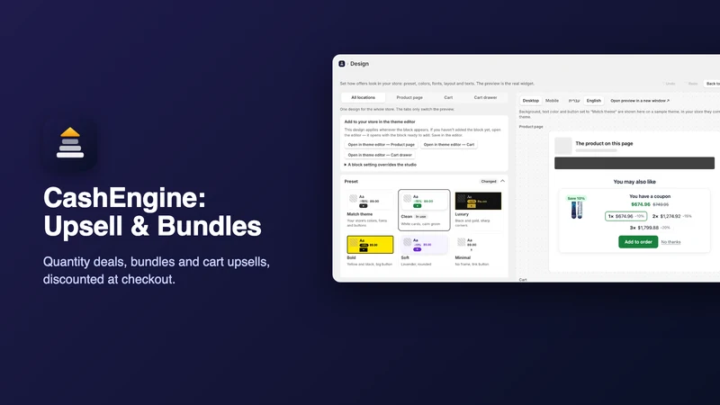 CashEngine: Upsell & Bundles