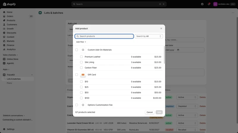 TraceKit Lot & Expiry Tracking