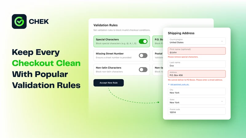 Chek Checkout Rules Validation