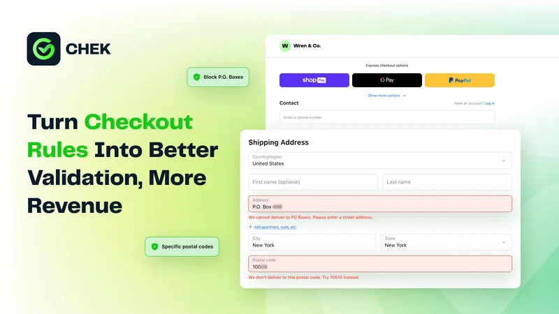 Chek Checkout Rules Validation