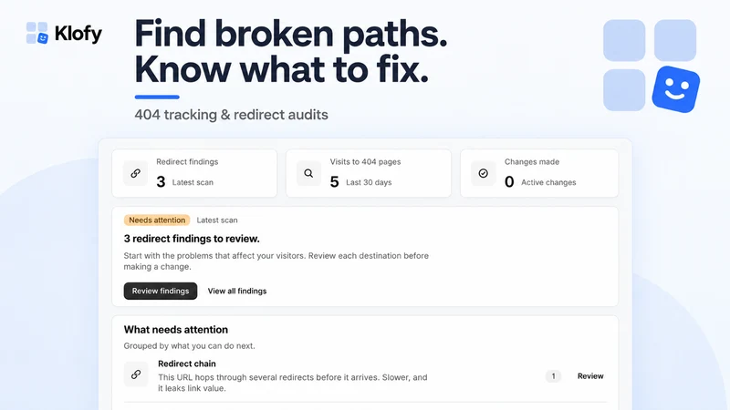Klofy ‑ 404 & Redirects