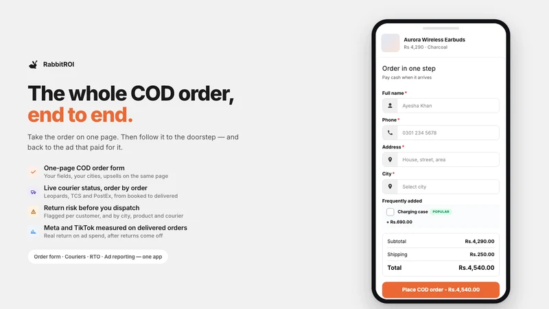 RabbitROI: COD Form & Profit
