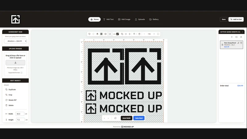 Mocked Up Gang Sheet Builder