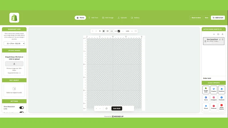 Mocked Up Gang Sheet Builder
