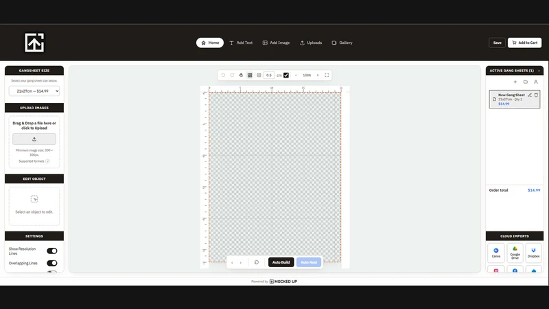 Mocked Up Gang Sheet Builder