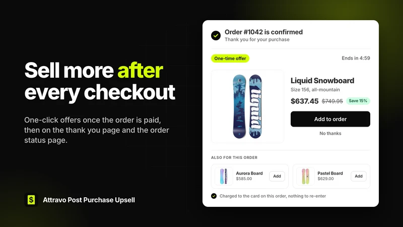 Attravo: Post Purchase Upsell