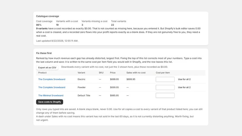Missing Cost Audit