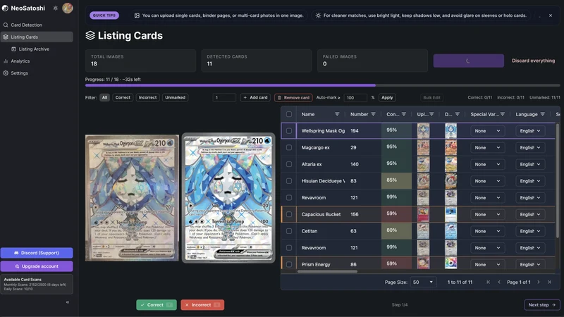 NeoSatoshi ‑ TCG Card Scanner